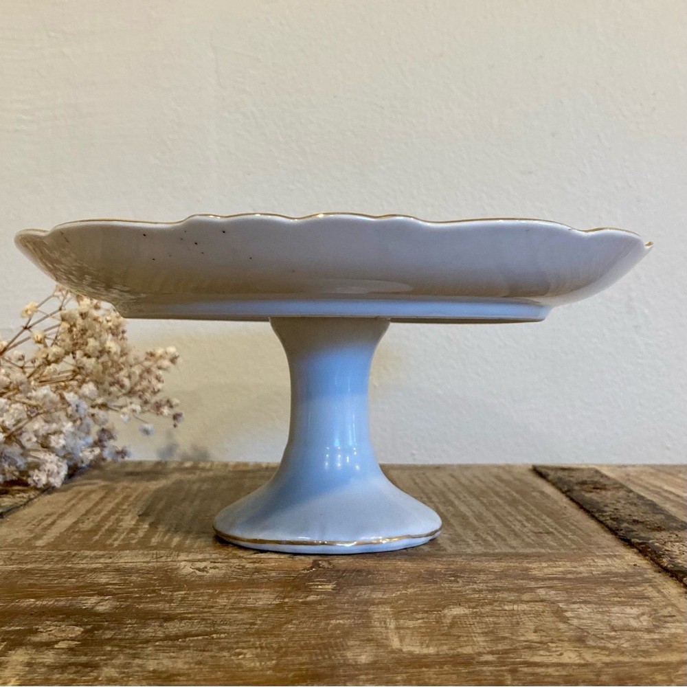 Floral Pedestal Cake Stand Signed Renee 8” - Picture 9 of 16